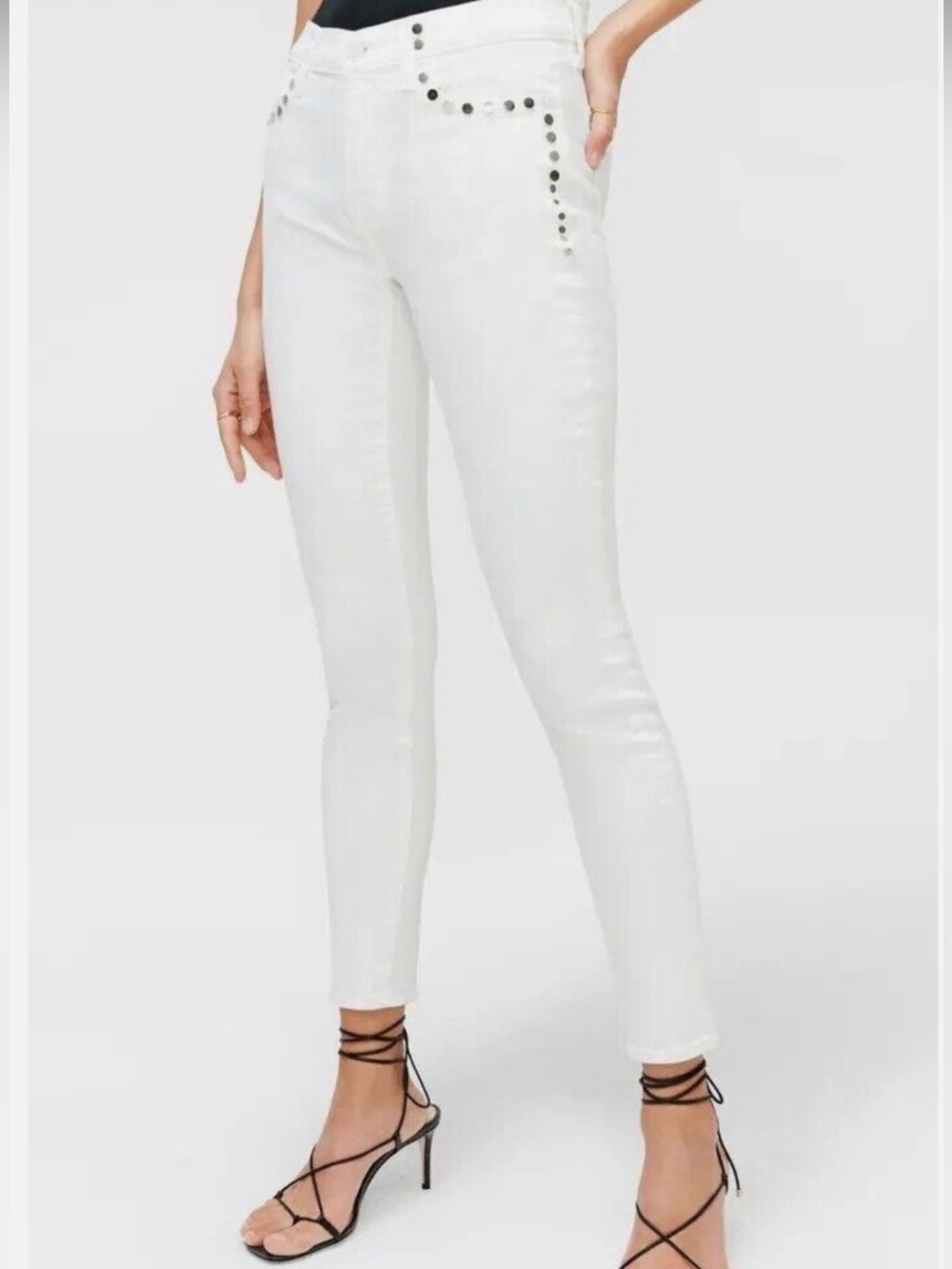 🤍7 For All Mankind-White Studded Skinny Jeans Women’s Size 26